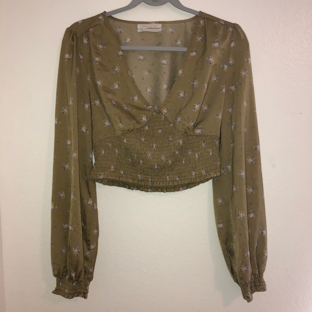 Urban Outfitters Silk Ruched Longsleeve